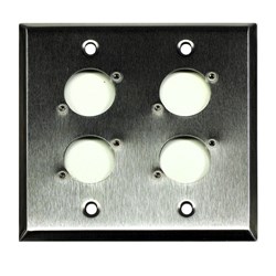 Whirlwind Wall Plate - 2 Gang Stainless Steel Punched for 4 Whirlwind/Switchcraft D3F